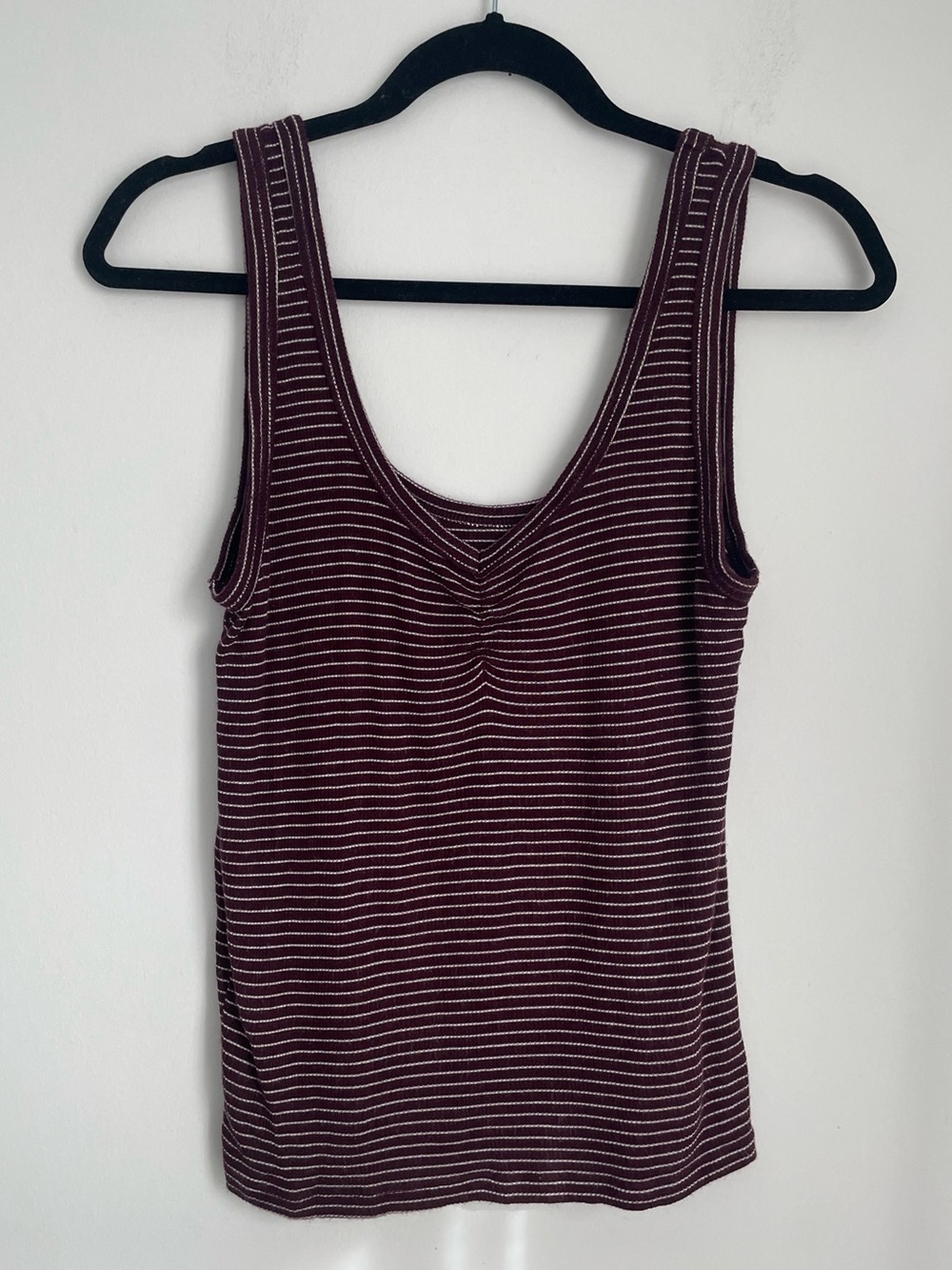 American Eagle Maroon and White Striped Tank Top Size M very soft!
